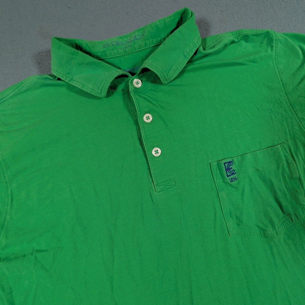 B. Draddy Polo Shirt Mens Small Green Pima Cotton Stretch Pocket Short Sleeve